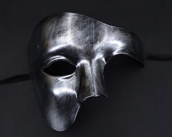 Antique Sliver Phantom of the Opera Inspired Half Face Masquerade Mask