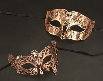 Couples Masquerade Mask Rose Gold Venetian Party Masquerade Masks Roman Mask