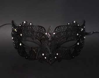 Black Filigree Metal Half Face Venetian Party Masquerade Mask