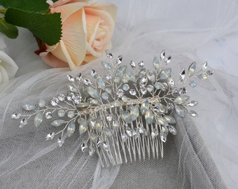 Crystal Wedding Comb Blue Opal Hair Comb Bridal Hair Comb Crystal Wedding Hair