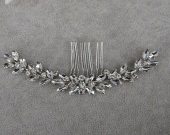 Bridal Hair Comb Crystal Hair Comb Silver Hair Vine Wedding Back Comb Veil Decor