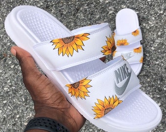 nike sandals with sunflowers