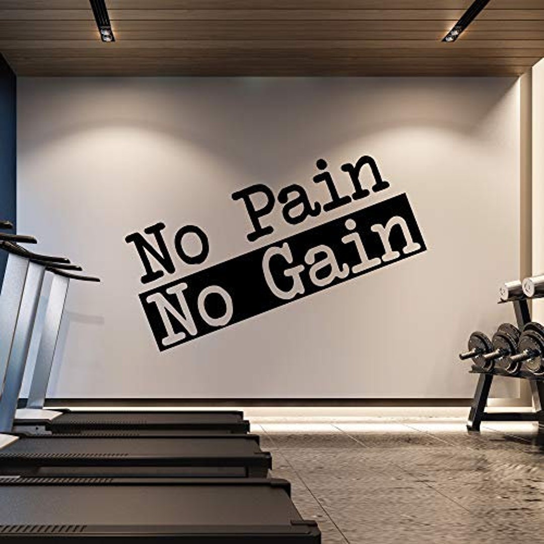 Extra Large Gym Wall Decal | No Pain No Gain Inspirational Wall Sticker ...