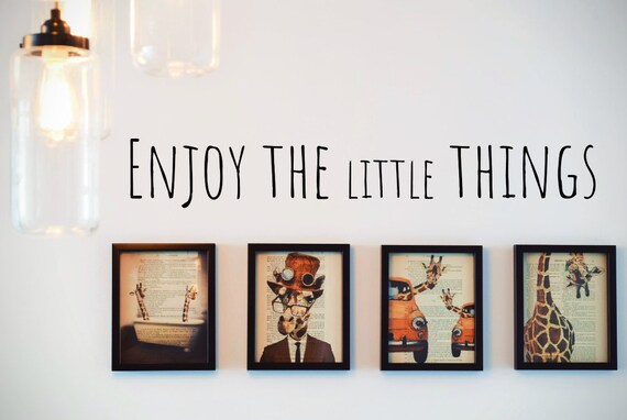 Enjoy The Little Things |Vinyl Home Decor Sticker 22 x 4 inches Motivational Inspirational Wall Art Wall Quote Sticker Black