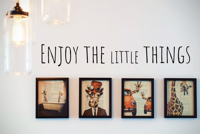 Enjoy The Little Things |Vinyl Home Decor Sticker 22 x 4 inches Motivational Inspirational Wall Art Wall Quote Sticker Black