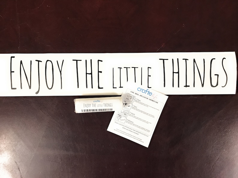 Enjoy The Little Things |Vinyl Home Decor Sticker 22 x 4 inches Motivational Inspirational Wall Art Wall Quote Sticker Black