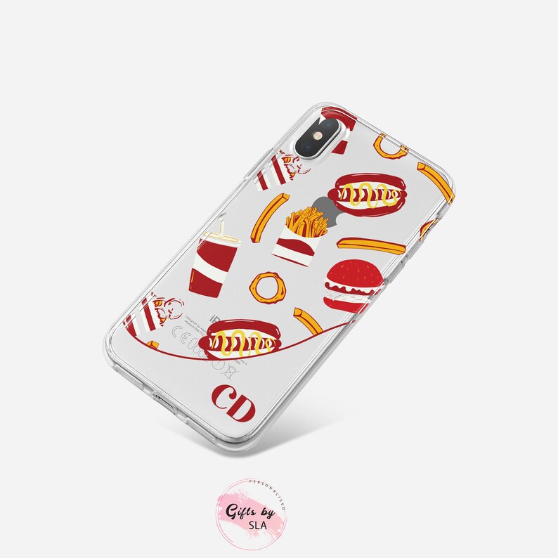 Burger Print Clear Phone Case Personalised Custom Iphone Etsy