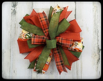 Fall Plaid Wreath Bow, Sunflower Pumpkin Wired Ribbon Decor