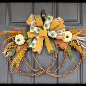 Fall Pumpkin Grapevine Wreath, Fall Floral Wreath, Thanksgiving Wreath, Pumpkin Door Hanger, Autumn Wreath
