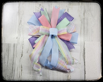 Spring Wreath Bow, Pastel Plaid, Easter Lantern Decor