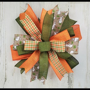Spring Bunny Bow, Summer Lantern Bow, Orange and Green Wreath Bow, Easter Bow, Wired Ribbon Bow, Gingham Plaid Bow, Mailbox Bow