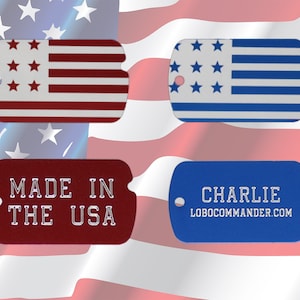 Custom Engraved Patriotic American Flag Military Dog Tag for You or Your Pet Personalized w/ Up To 5 Lines Of Text-A Great Luggage ID Tag