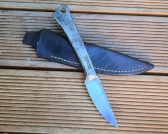 Hand forged integral utility knife and sheath