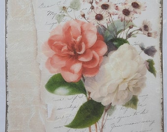 Rice Paper for decoupage, vintage flowers, roses, shabby chic