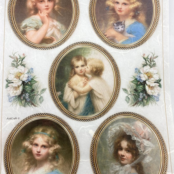 Rice Paper for decoupage, Victorian women, girls, Shabby Chic