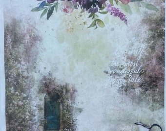 ITD Collection Rice Paper for decoupage, vintage flowers, shabby chic, Mystery garden, doors, sentences, quotes, flowers