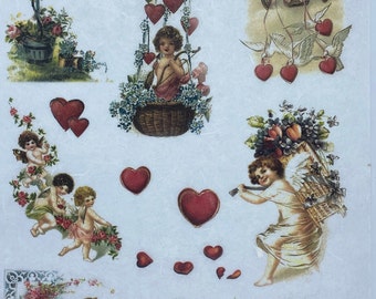 ITD Collection Rice Paper for decoupage, angels, cupids, vintage, Valentine