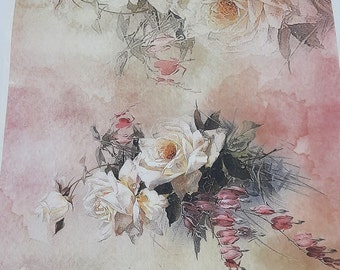 ITD Collection Rice Paper for decoupage, vintage flowers, roses, shabby chic