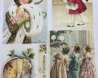ITD Collection Rice Paper for decoupage, Christmas, winter scenery, vintage, children, women, retro