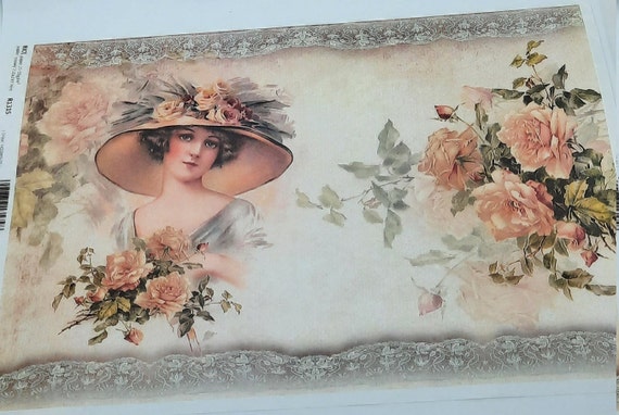 Victorian Flowers Rice Paper for decoupage