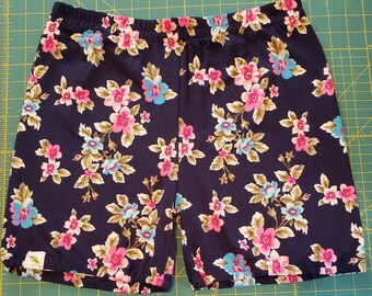 Navy Blue Spandex Flower shorts