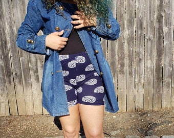 Navy Blue Paisley Shorts