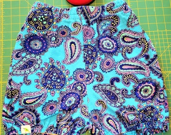 Turquoise Blue Paisley Shorts