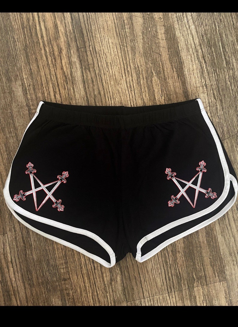 Vintage 80’s high waisted shorts, Slayer booty shorts, Thrash metal shorts. 