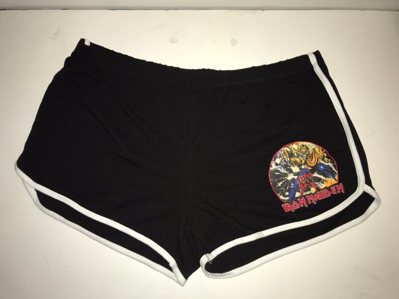 Number of the beast heavy metal shorts. Iron Maiden booty shorts Vintage booty shorts
