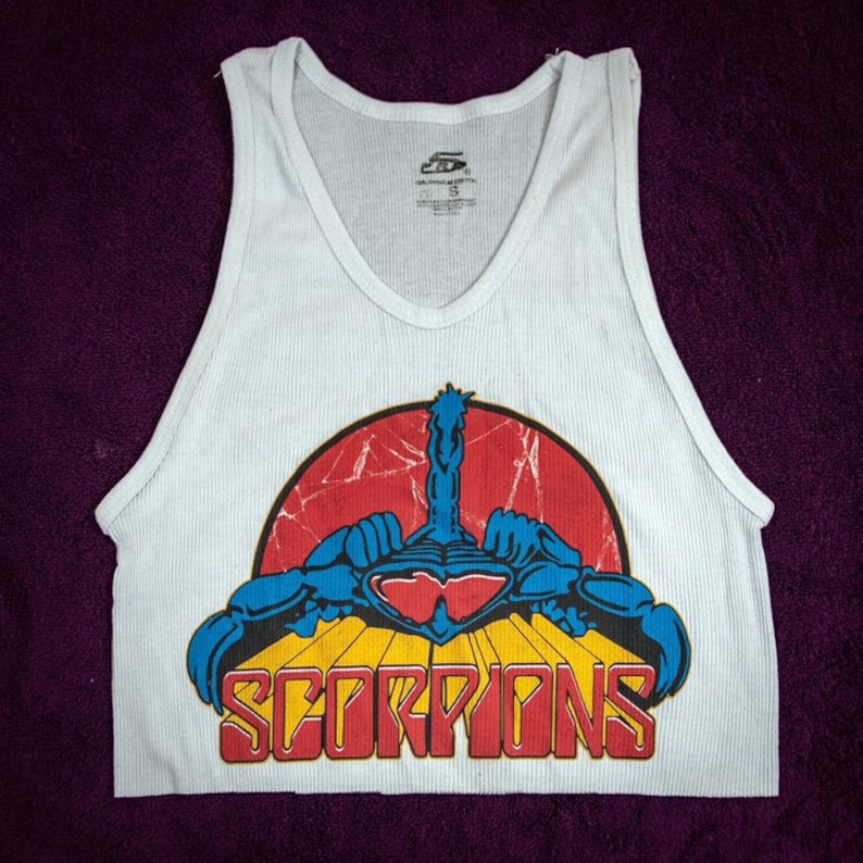 classic rock tank top. Vintage the scorpions white tank top the scorpions crop top,heavy metal