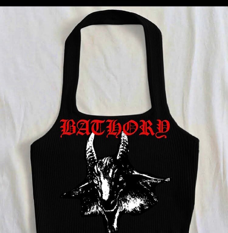Heavy metal crop top blouses, heavy metal, vintage halters.