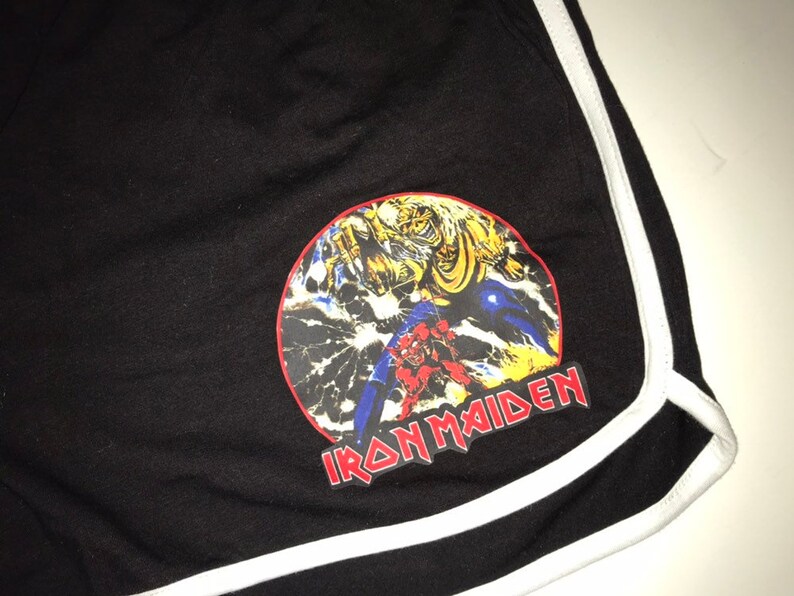 Number of the beast heavy metal shorts. Iron Maiden booty shorts Vintage booty shorts