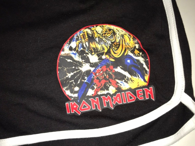 Number of the beast heavy metal shorts. Iron Maiden booty shorts Vintage booty shorts