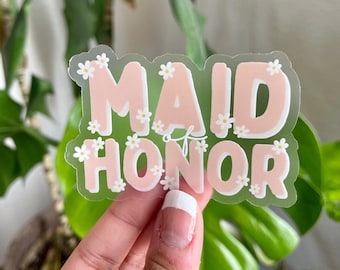 Maid of Honor Matte Sticker dishwasher/waterproof, just married, wedding, engagement, cup sticker