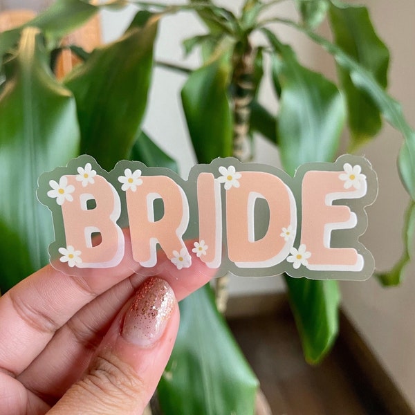 Bride Matte Sticker dishwasher/waterproof, just married, wedding, engagement, cup sticker