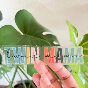 Twin Mama 3”x1” leopard Clear vinyl glossy Sticker dishwasher/waterproof, teacher sticker, mom, boy mom, girl mom, laptop sticker, bumper