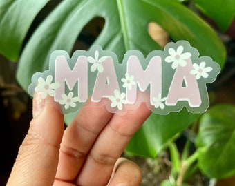 Lavender Flower Mama, Clear vinyl glossy Sticker dishwasher/waterproof, mom