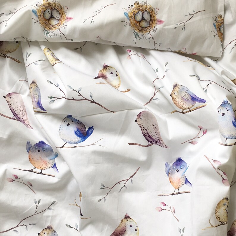 Birds bedding set Toddler duvet cover Baby cot bedding Etsy