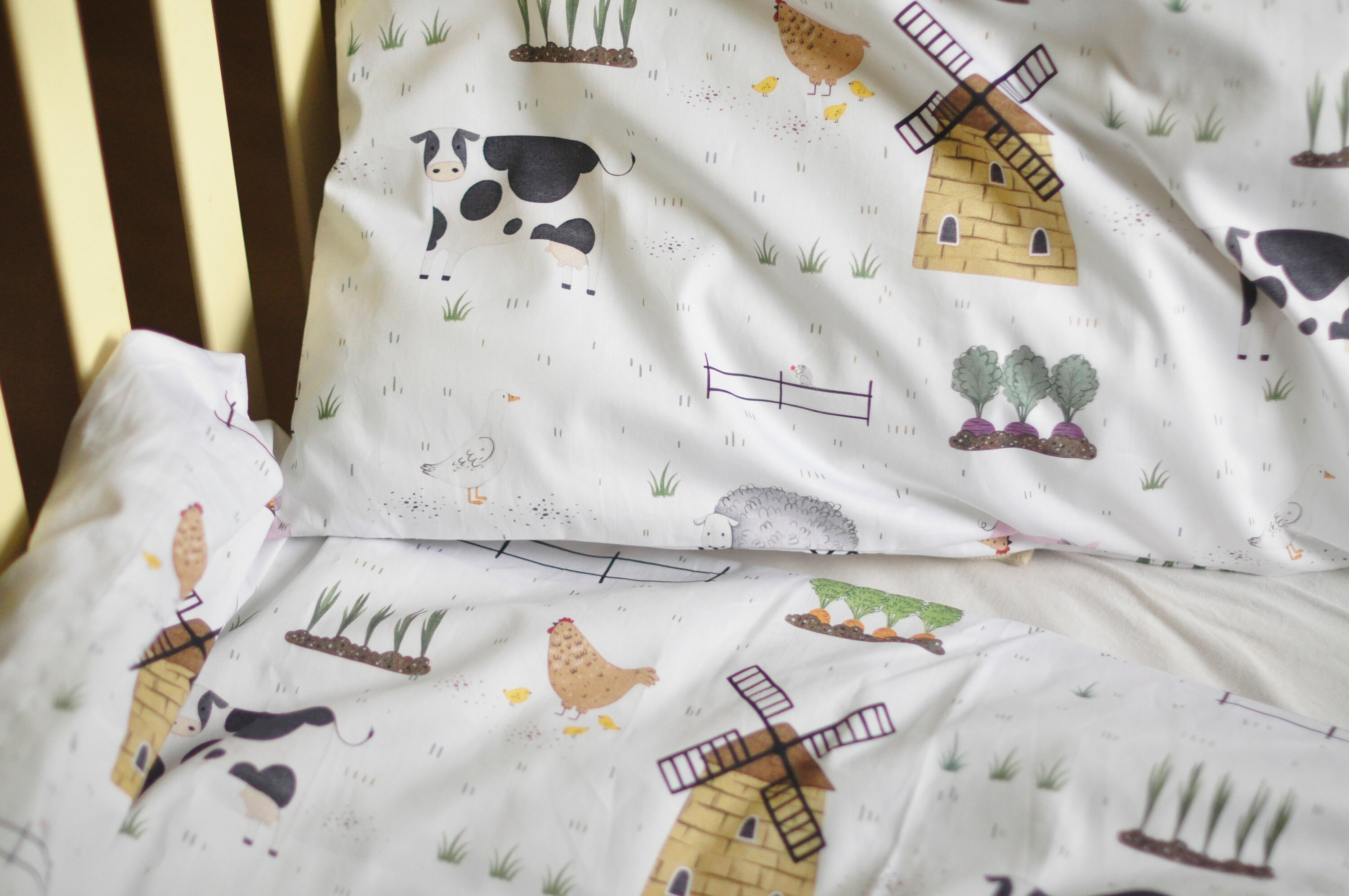 Farm animals crib bedding Cow Lamb Chicken Pig bedding Etsy