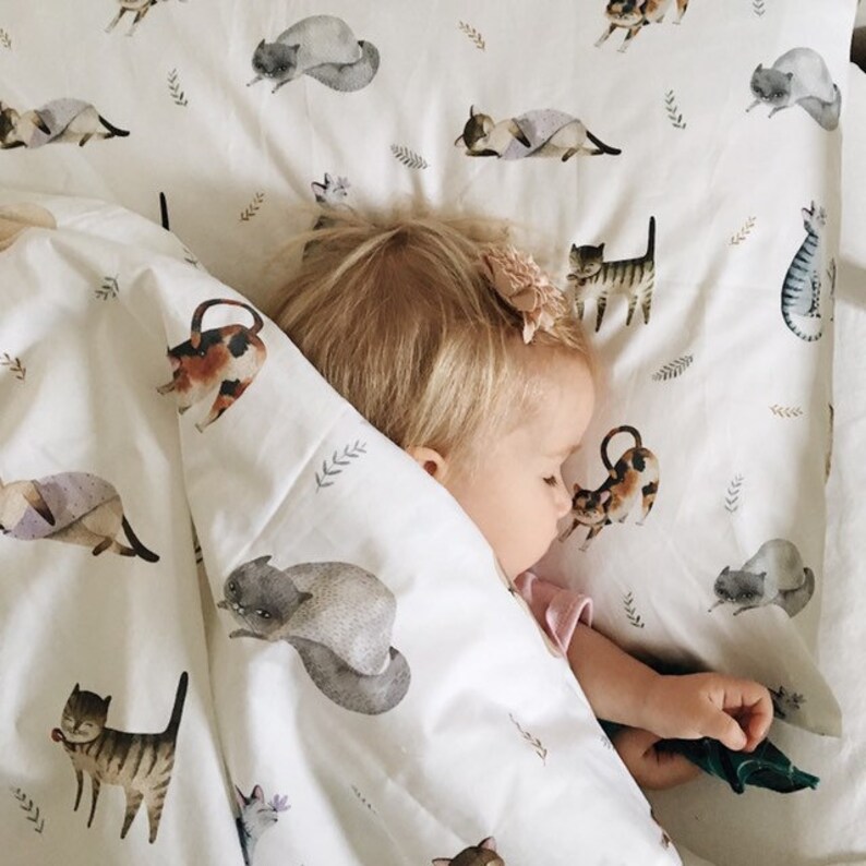 Cats Crib Bedding Set Toddler Duvet Cover Cat Lover Gift Etsy