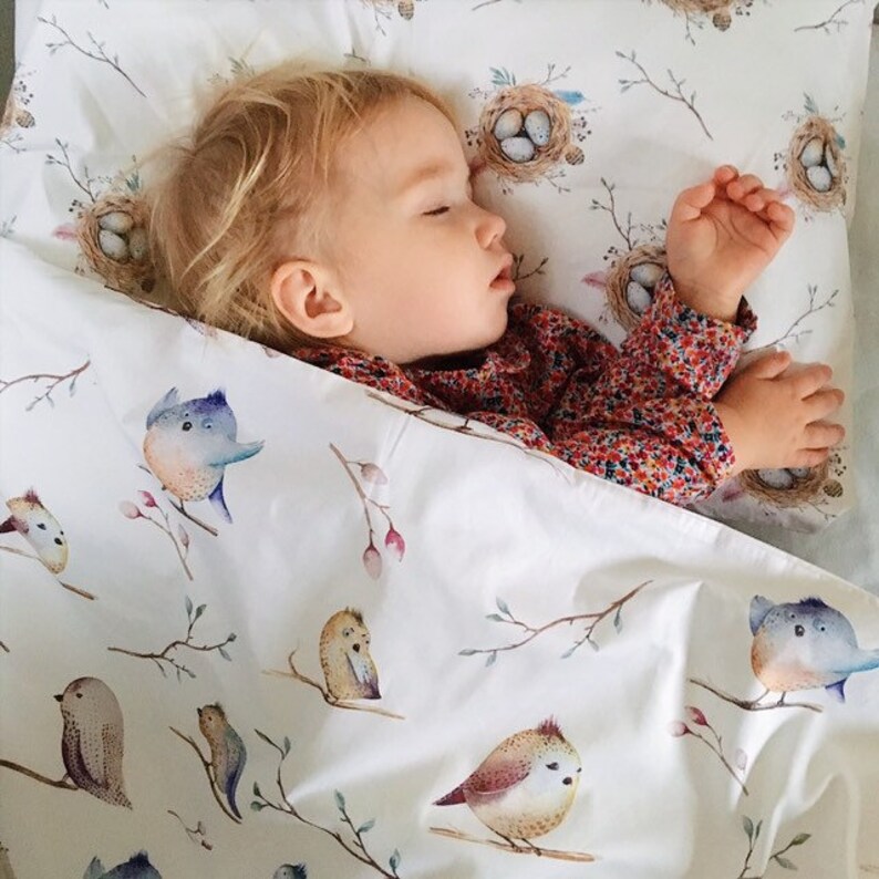 Birds bedding set Toddler duvet cover Baby cot bedding Etsy