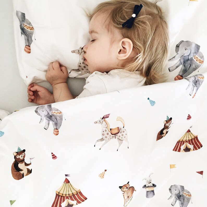 Circus Crib Bedding Horse Toddler Duvet Cover Baby Shower Bear