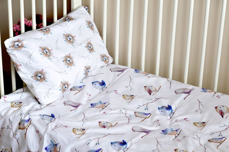 Birds bedding set Toddler duvet cover Baby cot bedding Etsy
