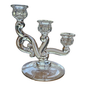 Heisey Cascade Crystal Three-Light Candlestick
