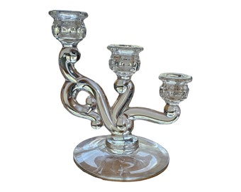 Heisey Cascade Crystal Three-Light Candlestick