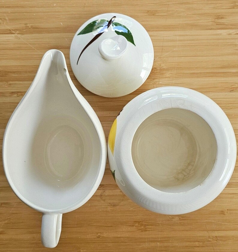 Vintage Creamer Sugar Bowl Set Golden Jasmine Mid Century Floral Kitchen Retro Serveware afbeelding 9