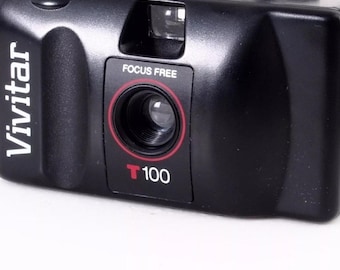 Vintage Vivitar T100 35mm Point & Shoot Camera, Focus Free, Flash, New Old Stock