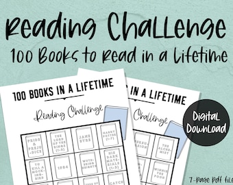 Reading Challenge Printable: 100 Books to Read in Your Life, Book Challenge, Coloring Page Reading Tracker, Literary Classics Book List