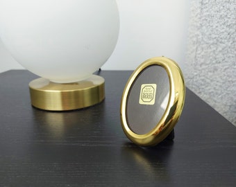 Small Brass Oval Frame New in Box,  Picture Display With Stand, 80s Gold Interior Decor