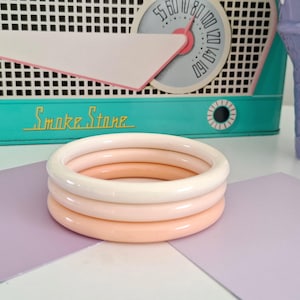 Set of 3 Retro Gelato Coloured Bangles, 1980s Pastel Bracelets Mix, 80s Vintage Plastic Fashion Accessories